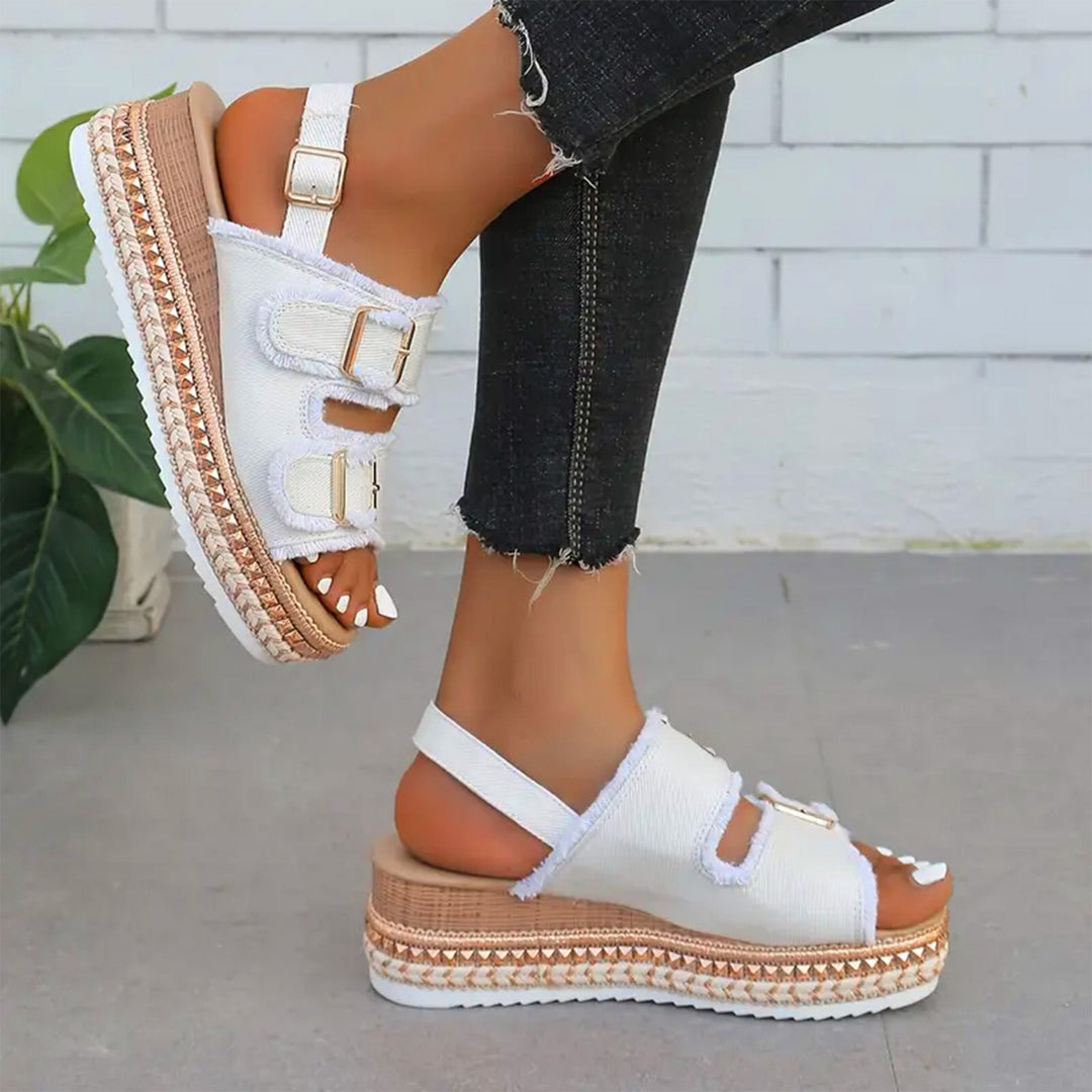 EMILIA | RCASUAL DENIM WEDGE SANDALS